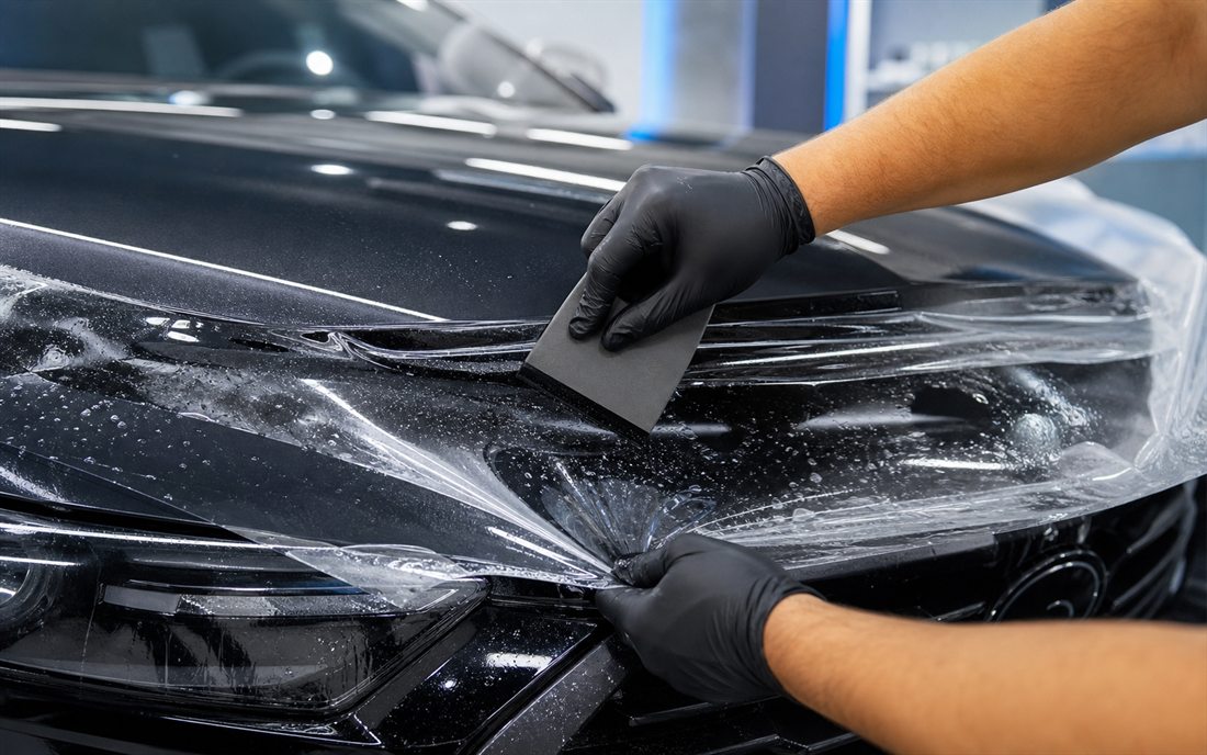 Paint protection film applied to car body